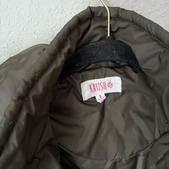 Krush Quilted Olive Coat with Hood Size Small - Picture 2 of 7